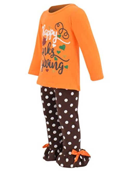 Unique Baby Girls 2 Piece Happy Thanksgiving Orange and Brown Fall Outfit