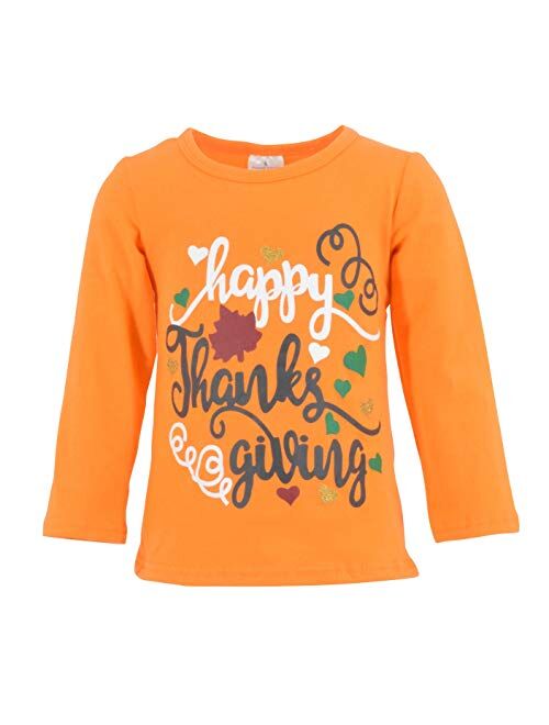 Unique Baby Girls 2 Piece Happy Thanksgiving Orange and Brown Fall Outfit