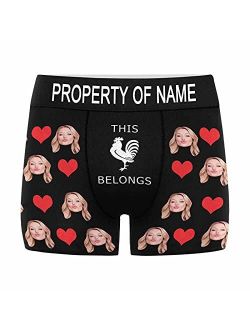 Custom Men's Face Boxer Briefs Shorts Underwear with Wife Photo Text XS-5XL