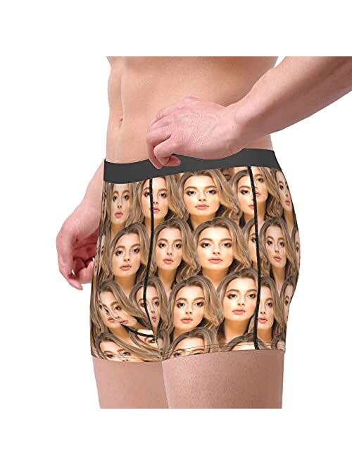 Personalized Men's Underwear, Custom Face Boxer Briefs Gifts for Husband Boyfriend Printed with Wife Photo, Funny Gifts