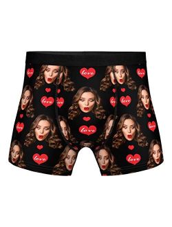 Custom Boxer Briefs for Man Underwear Printed with Girlfriend Funny Face Photo Romantic Gifts
