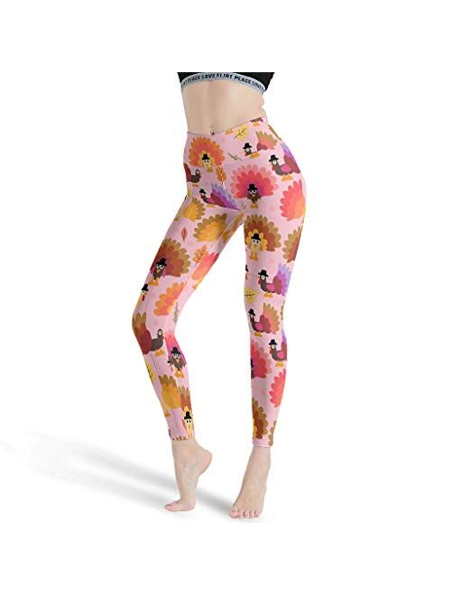 Yoga Pants Women Turkey Pumpkin Maple Leaf High Waist Tights Seamless Capris Running Pants