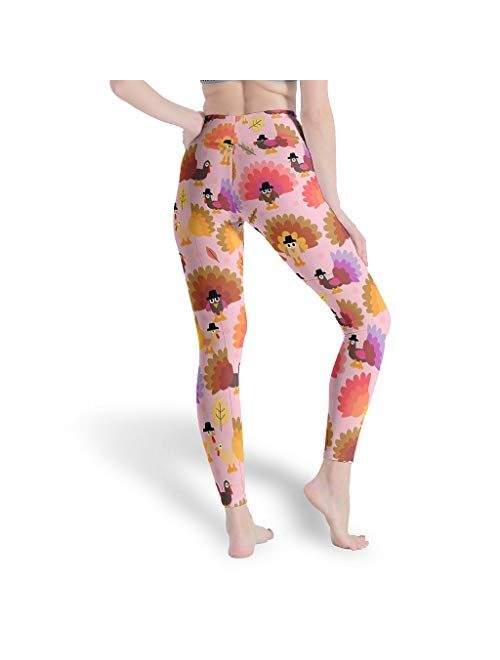 Yoga Pants Women Turkey Pumpkin Maple Leaf High Waist Tights Seamless Capris Running Pants