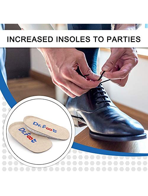 Dr.Foot Height Increase Insoles, Heel Cushion Inserts, Heel Lift Inserts for Leg Length Discrepancies (Large (1" Height))