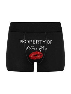 Custom Funny Boxers Briefs for Men Boyfriend, Personalized Novelty Underwear Property of with Your Name Black