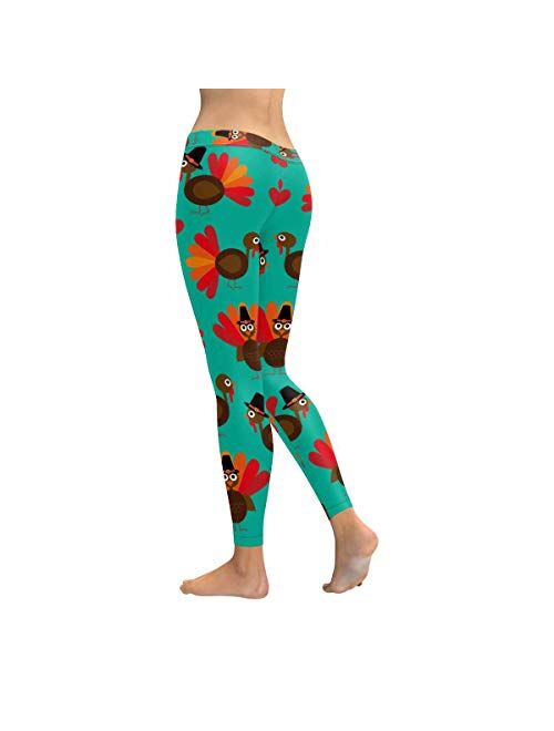 InterestPrint Thanksgiving Turkey Custom Stretchy Capri Leggings Skinny Pants for Yoga Running Pilates Gym(2XS-5XL)