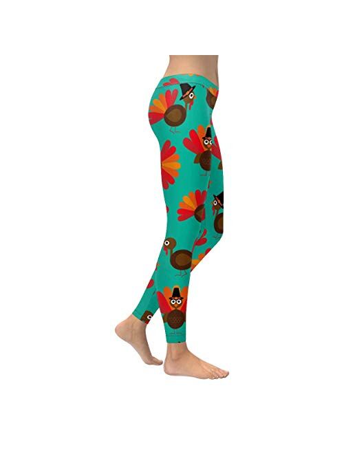 InterestPrint Thanksgiving Turkey Custom Stretchy Capri Leggings Skinny Pants for Yoga Running Pilates Gym(2XS-5XL)