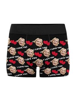 Custom Men's Funny Face I Love You Valentine's Day Boxer Shorts Novelty Briefs Underpants Printed with Photo (XS-XXXL)
