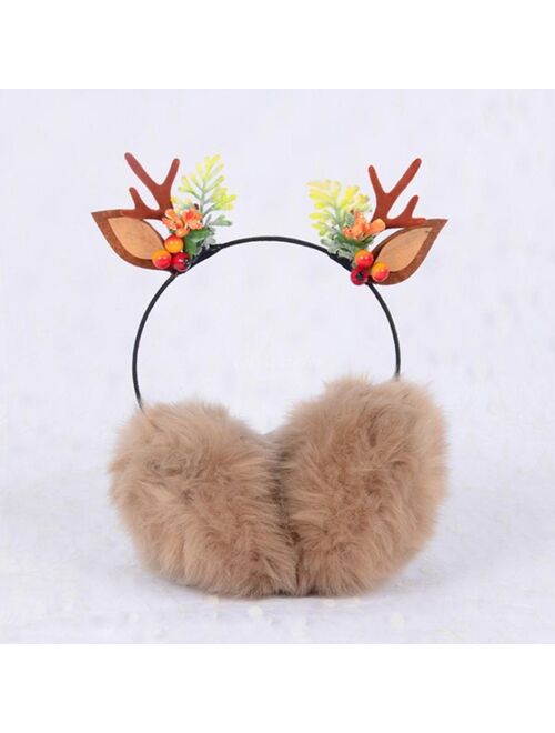 Christmas Antler Hair Band Headdress Winter Warm Earmuff Girl Earmuff Lovely Imitation Rabbit Hair Ear Warmer Xmas gift
