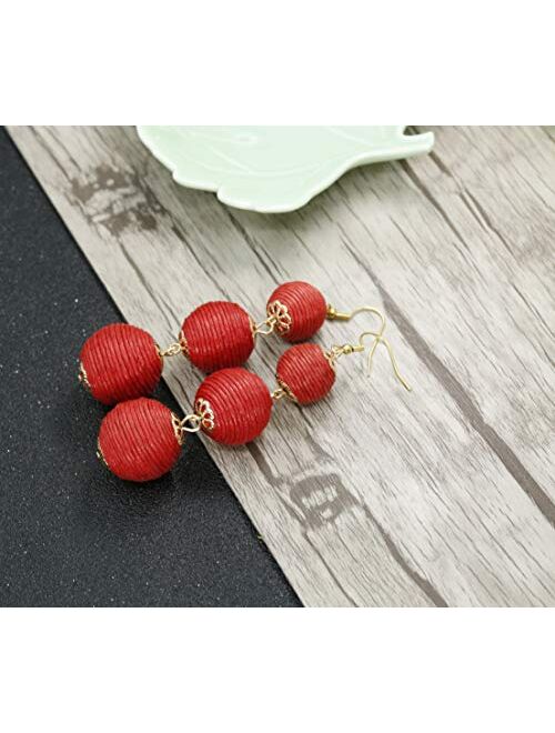 LOYALLOOK 4Pairs Tassel Earrings For Women Fan Shape Tassel Earrings Long Thread Tassel Earrings Bohemian Fringe Drop Handmade Earrings