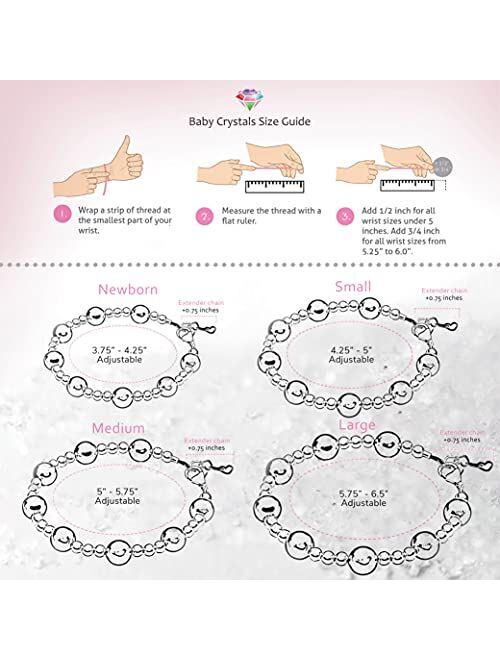 Baby Crystals Pretty Sterling Silver Bracelets for Girls with Pink and White Simulated Pearls, European Crystals, Girls Jewelry, Pearl Bracelet for Girls, Birthday Gifts,