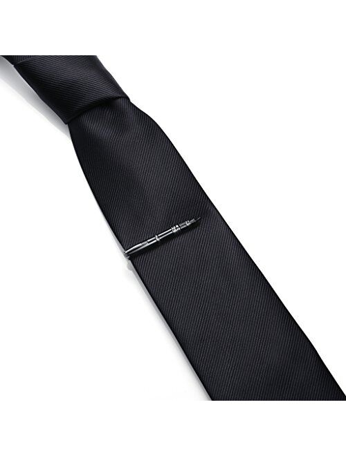 HONEY BEAR Mens Pen Tie Clip Bar Normal Size for Wedding Gift 5cm Black Silver