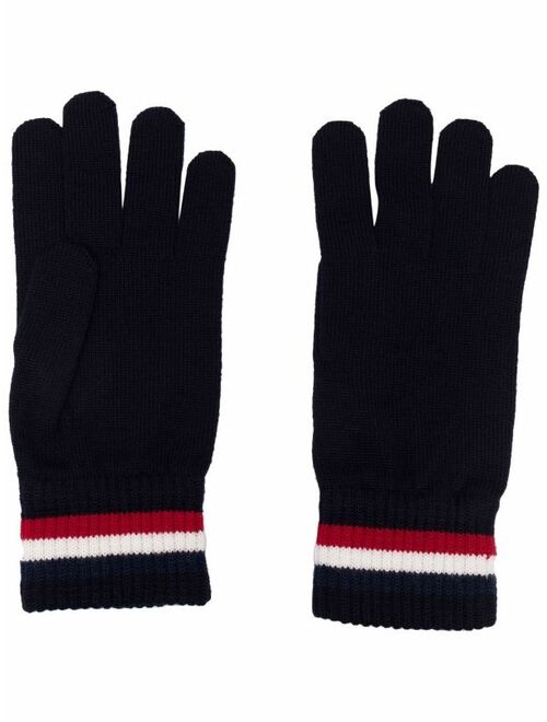 Moncler logo-stripe knit gloves