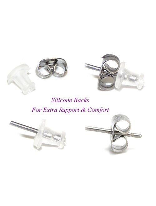 925 Sterling Silver Paw Print Stud Earrings (Choose Your Style) (Nickel Free)