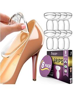8 Extra Soft Heel Grips for Womens Shoes [Heel Blister Prevention] Gel Heel Cushion Inserts for Women Shoes, Self-Adhesive and Shock Absorbing Pads, Add Extra Volume for 