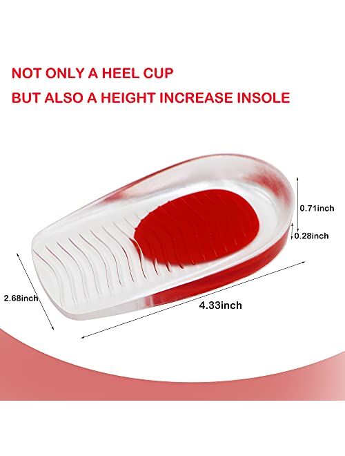 Wonderwin Silicone Gel Heel Cups - Shoe Inserts for Plantar Fasciitis, Sore Heel, Heel Pain, Heal Dry Cracked Heels, Achilles Tendinitis - Foot Comfort Pads - Support (4 
