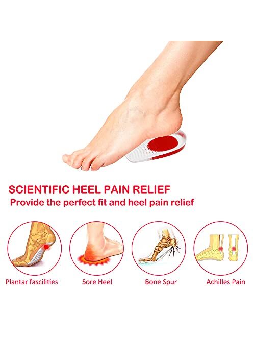 Wonderwin Silicone Gel Heel Cups - Shoe Inserts for Plantar Fasciitis, Sore Heel, Heel Pain, Heal Dry Cracked Heels, Achilles Tendinitis - Foot Comfort Pads - Support (4 