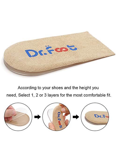 Dr.Foot Adjustable Orthopedic Heel Lift Inserts, Height Increase Insole for Leg Length Discrepancies, Heel Spurs, Heel Pain, Sports Injuries, and Achilles tendonitis (Bei