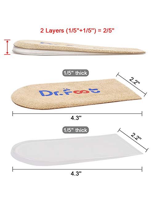 Dr.Foot Adjustable Orthopedic Heel Lift Inserts, Height Increase Insole for Leg Length Discrepancies, Heel Spurs, Heel Pain, Sports Injuries, and Achilles tendonitis (Bei