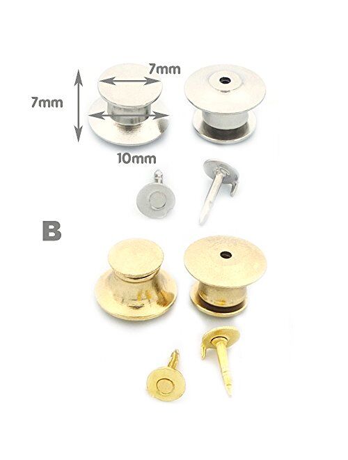Bluemoona 12 Pcs - Copper Vintage Locking Tie Tac Tack Pin Guard Clutch Backs Chain Findings (Nickel)