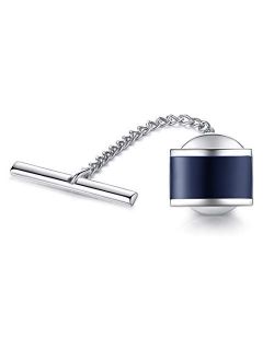 Tie Tack with Chain - Stainless Steel for Men Necktie Accessory Business Wedding Gift