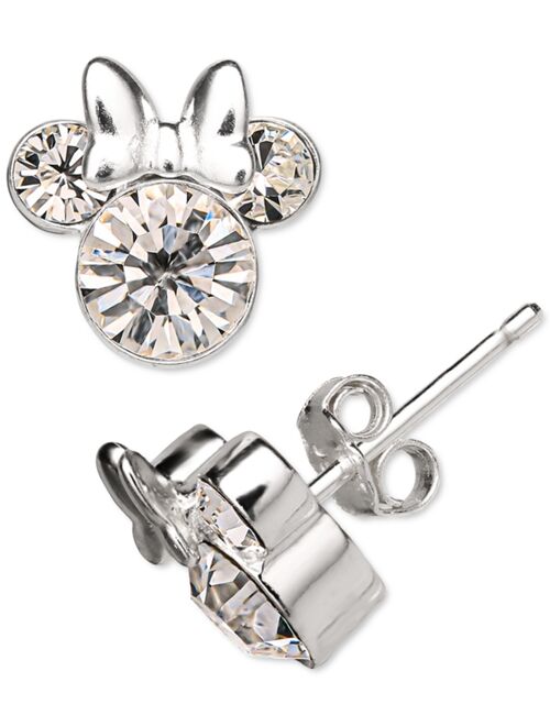 Disney Minnie Mouse Clear Crystal Stud in Sterling Silver with Bonus Trinket Dish