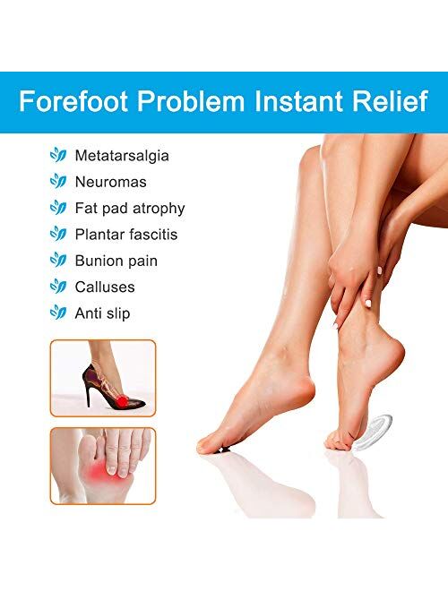 Metatarsal Pads Ball of Foot Cushions, Premium Forefoot Pad Soft Gel Inserts, Mortons Neuroma Callus Reduce Foot Pain and Provide Support, Suit for Men Women & All Shoes 