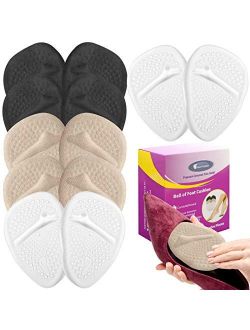 6 Pairs Metatarsal Pads for Women, Professional Reusable Silicone Ball of Foot Cushions, All Day Pain Relief and Comfort Metatarsal Pad, One Size Fits Shoe Inserts (1, 6p
