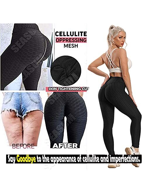 SEASUM Women's High Waist Yoga Pants Tummy Control Slimming Booty Leggings Workout Running Butt Lift Tights