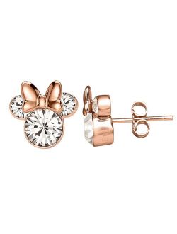 's Minnie Mouse Rose Gold Tone Sterling Silver Crystal Stud Earrings