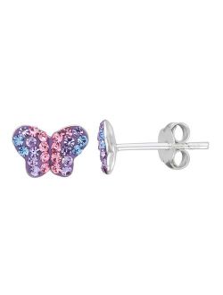 Sterling Silver Crystal Butterfly Stud Earrings