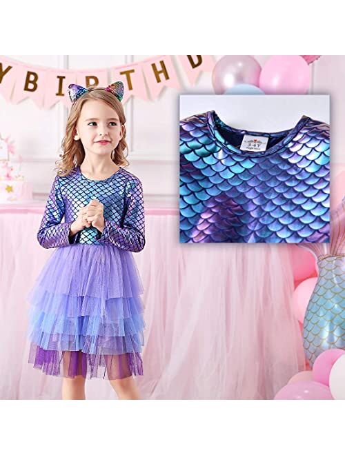 VIKITA Girls Dresses Winter Long Sleeve Party Gifts for Girls 3-7 Years