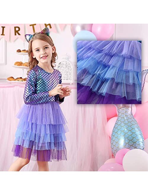 VIKITA Girls Dresses Winter Long Sleeve Party Gifts for Girls 3-7 Years