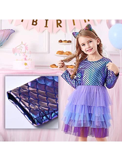 VIKITA Girls Dresses Winter Long Sleeve Party Gifts for Girls 3-7 Years