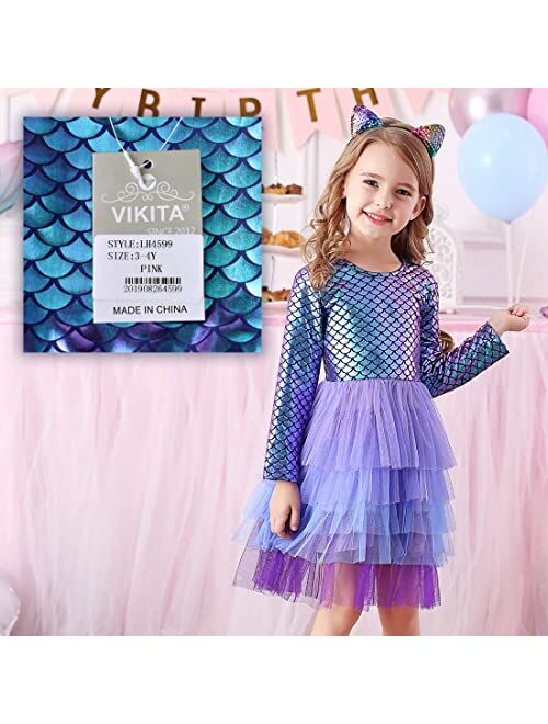VIKITA Girls Dresses Winter Long Sleeve Party Gifts for Girls 3-7 Years