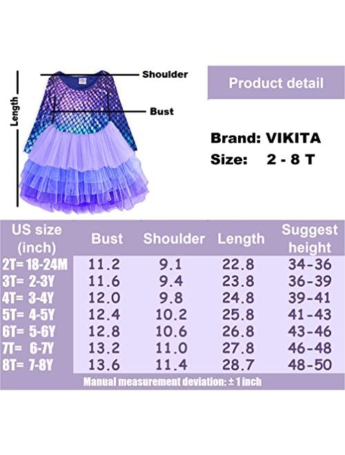 VIKITA Girls Dresses Winter Long Sleeve Party Gifts for Girls 3-7 Years