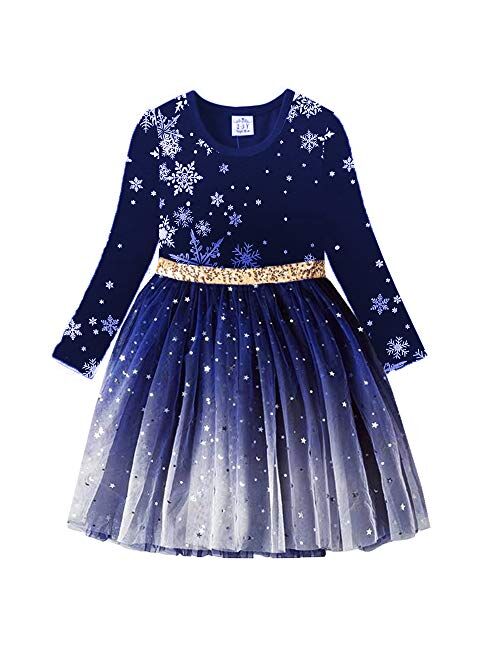 VIKITA Toddler Girls Dresses for Winter Long Sleeve Girls Clothes Tutu Party Dresses for Little Girls 2-8 Years