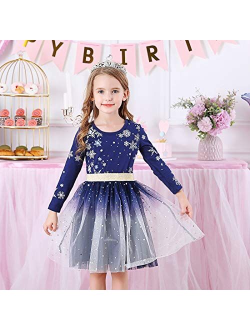 VIKITA Toddler Girls Dresses for Winter Long Sleeve Girls Clothes Tutu Party Dresses for Little Girls 2-8 Years