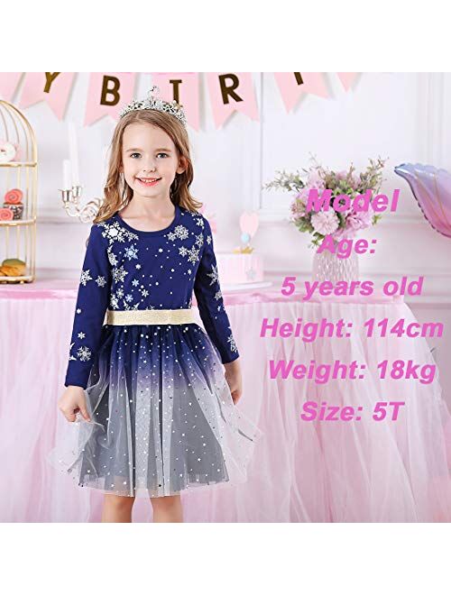 VIKITA Toddler Girls Dresses for Winter Long Sleeve Girls Clothes Tutu Party Dresses for Little Girls 2-8 Years