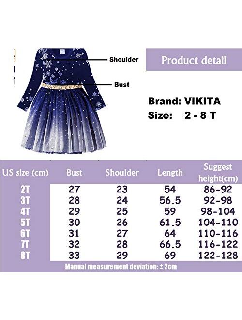 VIKITA Toddler Girls Dresses for Winter Long Sleeve Girls Clothes Tutu Party Dresses for Little Girls 2-8 Years