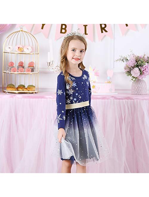 VIKITA Toddler Girls Dresses for Winter Long Sleeve Girls Clothes Tutu Party Dresses for Little Girls 2-8 Years