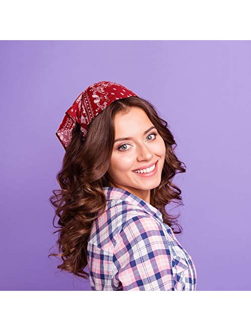 4 Pieces Elastic Hair Scarf Headband Print Vintage Turban Hair Scarves Headwrap Triangle Kerchief Head Scarf Hair Bandanas for Women Girls