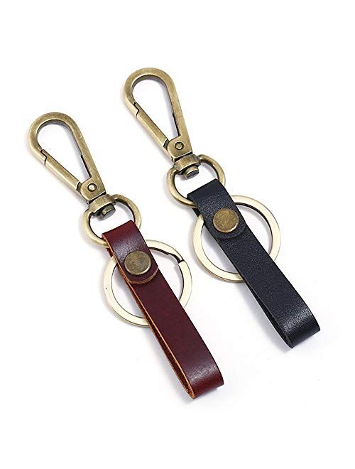 Leather Wristlet Keychain with Extra Large Ring and Belt Clip for Men Key Chain Organizer Holder
