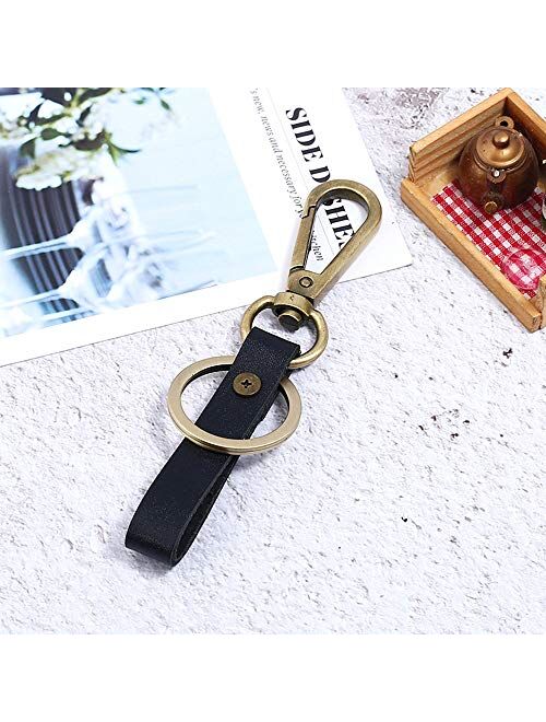 Leather Wristlet Keychain with Extra Large Ring and Belt Clip for Men Key Chain Organizer Holder
