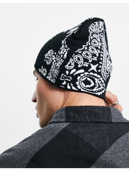 Asos Design skull beanie with bandana knit in black