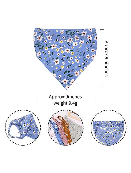 12pcs Elastic Hair Scarf Headband Floral Kerchief Hair Bandanas Chiffon Hair Wraps Triangle Hair Accessories for Women Girls