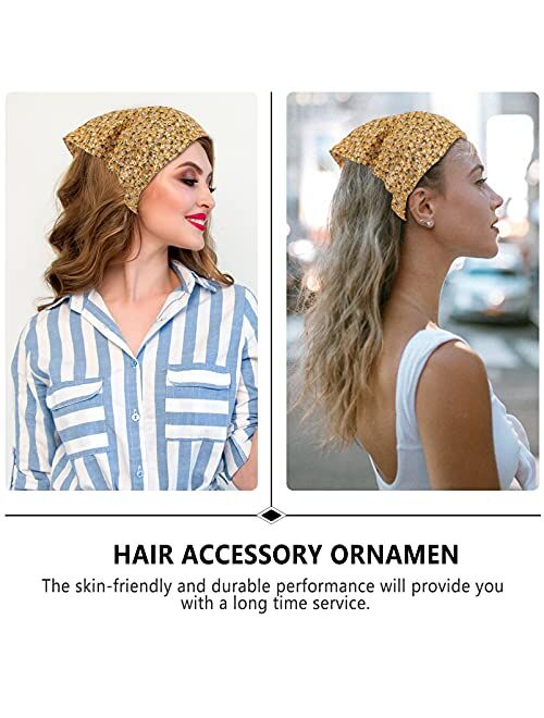 Lurrose 5Pcs Hair Scarf, Floral Print Headband Scarf Elastic Bandanas Chiffon Head Kerchief Head Wrap Hair Accessories (Mixed Color)