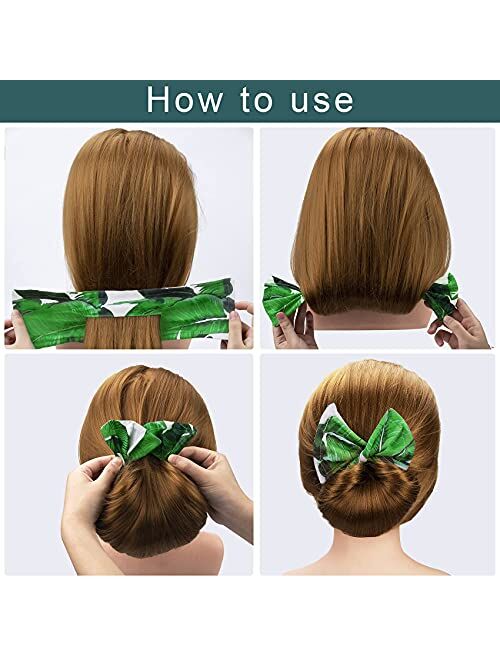 OIIKI 3 Pieces Floral Elastic Hair Scarf Headband, Boho Floral Style Chiffon Head Kerchief Headband with Hair Clips Triangle Hair Bandanas for Women Girls