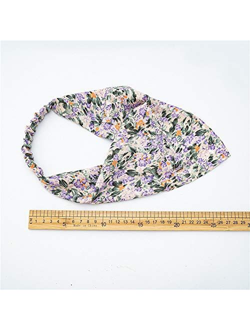 6 Pcs Floral Hair Bandanas Headband for Hair Scarf Chiffon Floral Head Kerchief Boho Hair Headbands Elastic Hair Bands with Hair Clips Scarf Hair Scrunchies
