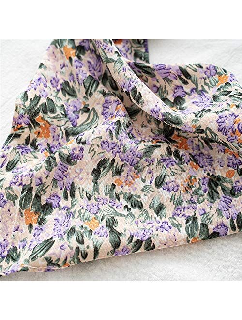 6 Pcs Floral Hair Bandanas Headband for Hair Scarf Chiffon Floral Head Kerchief Boho Hair Headbands Elastic Hair Bands with Hair Clips Scarf Hair Scrunchies